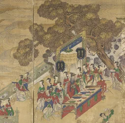 Dongwanggong, Detail aus Das Bankett von Seowangmo, ca. 1800